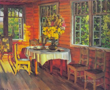 静物 Painting - 8月の夕方 最後のレイ・リガチェヴォ 1948年 コンスタンチン・ユオン モダンな装飾 静物画